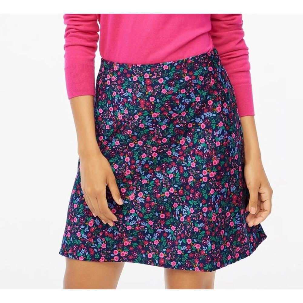 J. Crew Fairy Coquette Feminine Floral Satin Slip Skirt Women's XS A-Line Preppy